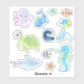 Schattige Onder de Zee Creatures Waterverf Sticker (Vel)