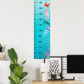 Schattige onder de Zee groeigrafiek centimeter Poster (Thuiskantoor)