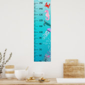 Schattige onder de Zee groeigrafiek centimeter Poster (Keuken)