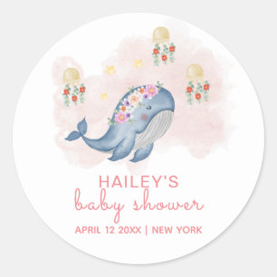 Schattige onder het See Sweet Whale Floral Baby sh Ronde Sticker
