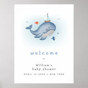Schattige onder het See Whale Boat Baby shower Wel Poster
