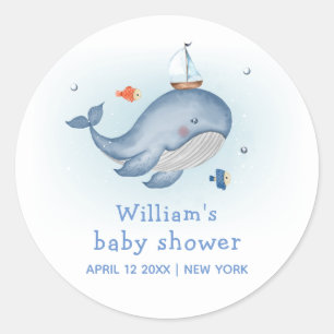 Schattige onder het See Whale Nautica Boy Baby sho Ronde Sticker