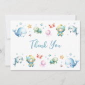 Schattige onder het zee Baby shower Bedankkaart (Voorkant)