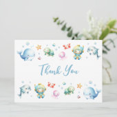 Schattige onder het zee Baby shower Bedankkaart (Staand voorkant)