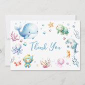 Schattige onder het zee Baby shower Bedankkaart (Voorkant)
