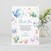 Schattige onder het zee Baby shower Bedankkaart (Staand voorkant)