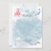 Schattige onder het Zee Baby shower bedankpas (Voorkant)