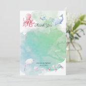 Schattige onder het Zee Baby shower bedankpas (Staand voorkant)