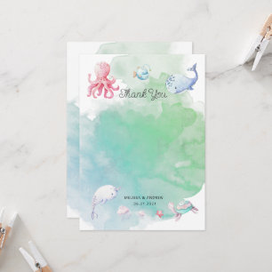 Schattige onder het Zee Baby shower bedankpas