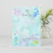 Schattige onder het Zee Baby shower bedankpas (Staand voorkant)