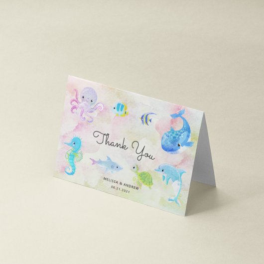 Schattige onder het Zee Baby shower bedankpas Kaart