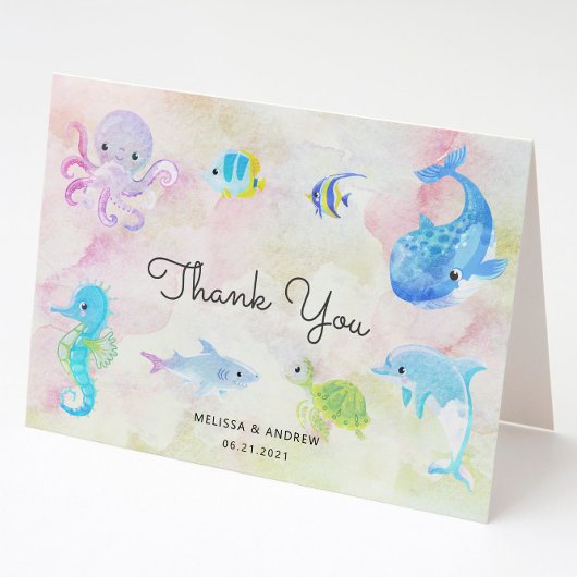 Schattige onder het Zee Baby shower bedankpas Kaart