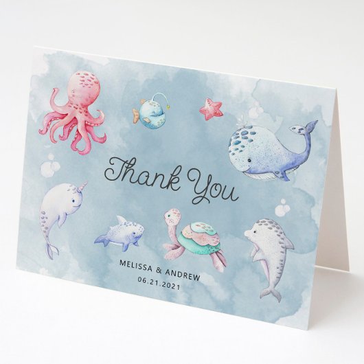Schattige onder het Zee Baby shower bedankpas Kaart