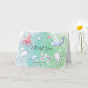Schattige onder het Zee Baby shower bedankpas Kaart