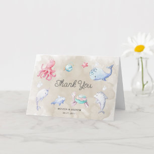 Schattige onder het Zee Baby shower bedankpas Kaart