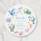 Schattige onder het Zee Baby shower Dank u Bedankjes Labels (Voorkant)