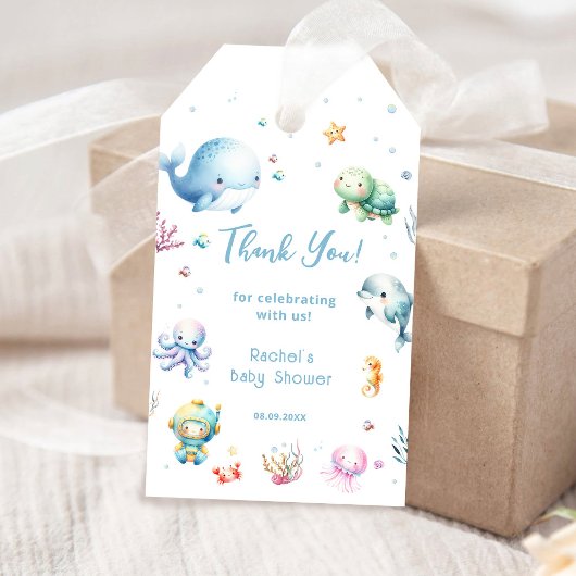 Schattige onder het Zee Baby shower Dank u Cadeaulabel