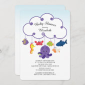 Schattige Onder het Zee Baby Shower Invitations Kaart (Voorkant / Achterkant)