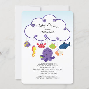 Schattige Onder het Zee Baby Shower Invitations Kaart