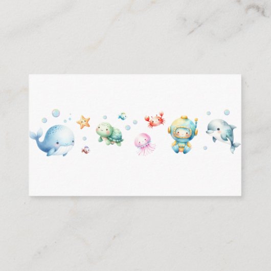 Schattige Onder het zee Baby shower Luier Raffle Informatiekaartje (Achterkant)