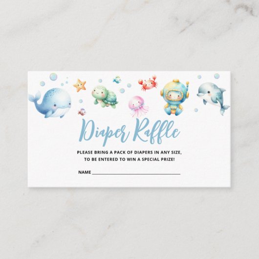Schattige Onder het zee Baby shower Luier Raffle Informatiekaartje (Voorkant)