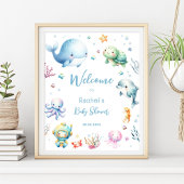 Schattige onder het Zee Blauw Baby shower Welkom Poster