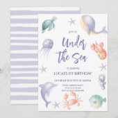 Schattige onder het Zee Boy Verjaardagsfeest Kaart (Voorkant / Achterkant)