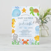Schattige onder het Zee Boys Baby shower Kaart (Staand voorkant)