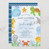 Schattige onder het Zee Boys Baby shower Kaart (Voorkant / Achterkant)