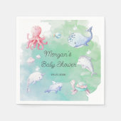 Schattige Onder het Zee Creatures Baby shower Mono Servet (Voorkant)