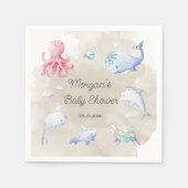 Schattige Onder het Zee Creatures Baby shower Mono Servet (Voorkant)