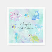 Schattige Onder het Zee Creatures Baby shower Mono Servet (Voorkant)