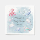 Schattige Onder het Zee Creatures Baby shower Mono Servet (Voorkant)