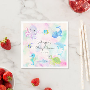 Schattige Onder het Zee Creatures Baby shower Mono Servet
