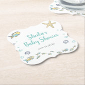 Schattige onder het Zee Fish Theme Baby shower Kartonnen Onderzetters (Gekanteld)