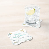 Schattige onder het Zee Fish Theme Baby shower Kartonnen Onderzetters (Insitu)