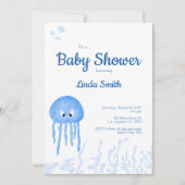 Schattige Onder het Zee Jellyfish Boy Baby shower Kaart (Voorkant)