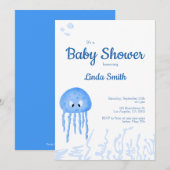 Schattige Onder het Zee Jellyfish Boy Baby shower Kaart (Voorkant / Achterkant)