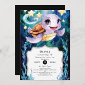 Schattige Onder het Zee Kinderen Schildpad Verjaar Kaart (Voorkant / Achterkant)