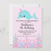 Schattige onder het Zee Knipkend Narwhal Verjaarda Kaart (Voorkant)