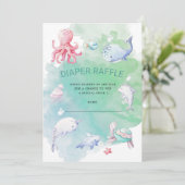 Schattige onder het Zee Luier Raffle Ticket Invita Kaart (Staand voorkant)