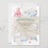 Schattige onder het Zee Luier Raffle Ticket Invita Kaart (Voorkant)