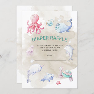 Schattige onder het Zee Luier Raffle Ticket Invita Kaart