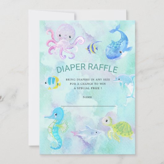 Schattige Onder het Zee Luier Raffle Ticket Kaart (Voorkant)
