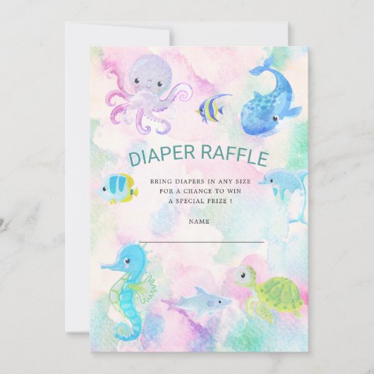 Schattige Onder het Zee Luier Raffle Ticket Kaart (Voorkant)