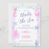Schattige onder het Zee Meisje 3e verjaardag Kaart (Voorkant)