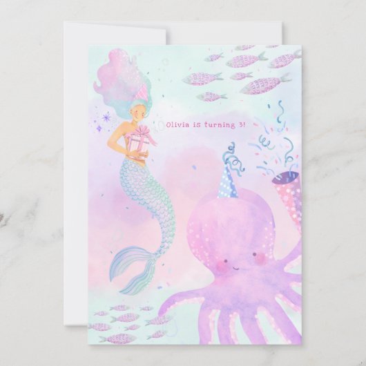 Schattige onder het Zee Meisje 3e verjaardag Kaart (Achterkant)
