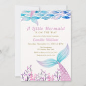 Schattige onder het Zee Mermaid Tail Baby shower Kaart (Voorkant)