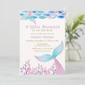 Schattige onder het Zee Mermaid Tail Baby shower Kaart (Staand voorkant)