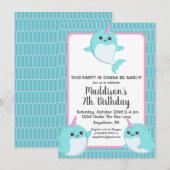 Schattige onder het Zee Narwhal Birthday Kaart (Voorkant / Achterkant)